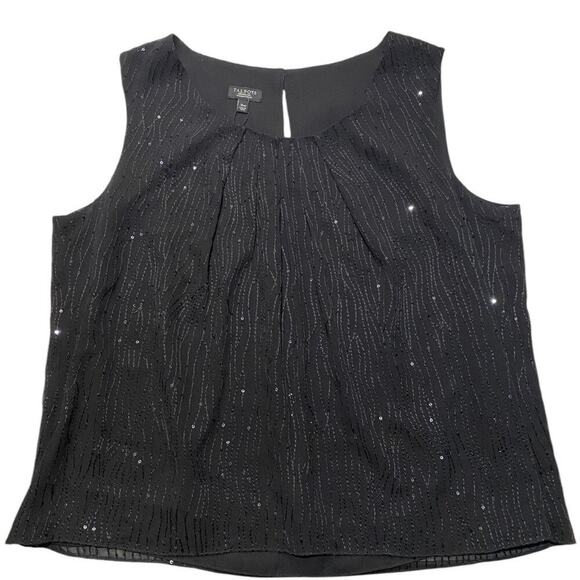 Talbot Tops - TALBOTS Women Silk Sleeveless Top Embroidered Sequined Black 16W Petite